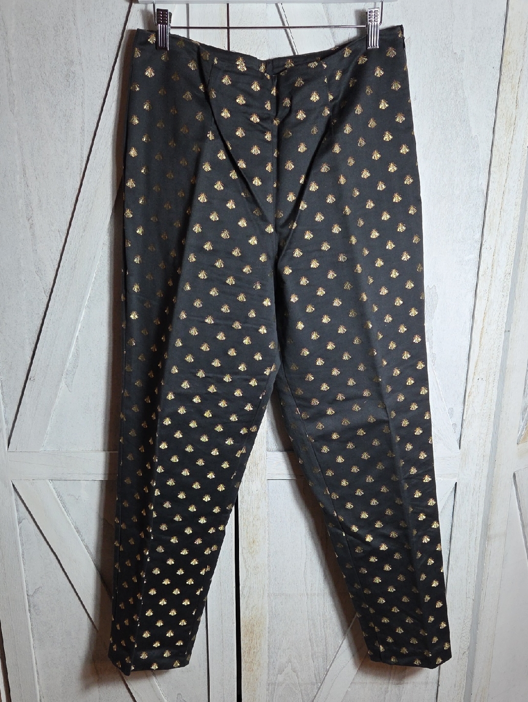 Steven Stolman Black And Gold Embroidered Bees Dress Pants Size 14